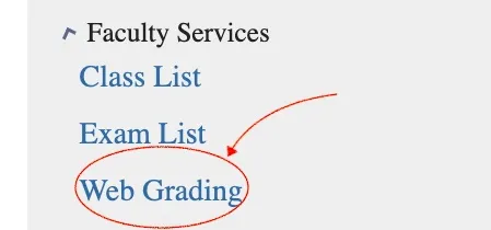 screenshot of ssol indicating link for web grading